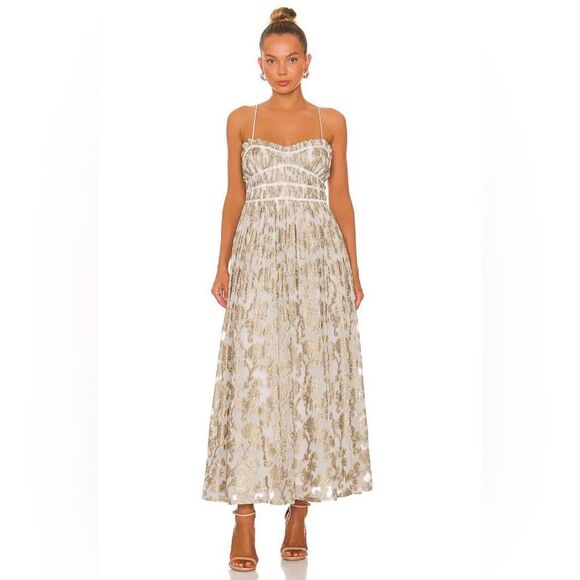 NWT Free People Charlie Bustier Maxi Dress In Ivory Combo - Picture 3 of 10